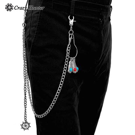 Punk Pants Trousers Chain Men Women Hip Hop Metal Jeans Keychain In Key
