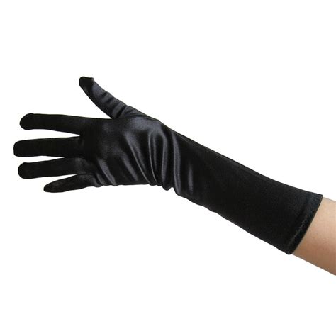 Long Elbow Length Black Satin Gloves Adult Teen Cosplay Etsy