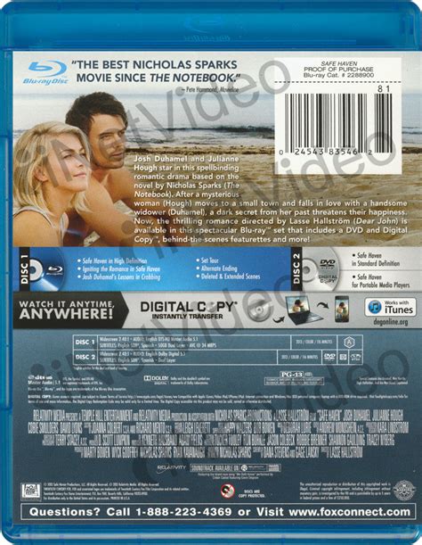 Safe Haven Blu Ray Dvd Digital Copy On Dvd Movie