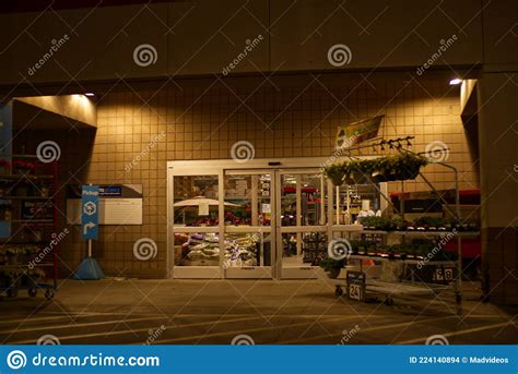 Lowes Retail Store Entrance At Night Editorial Stock Image Image Of