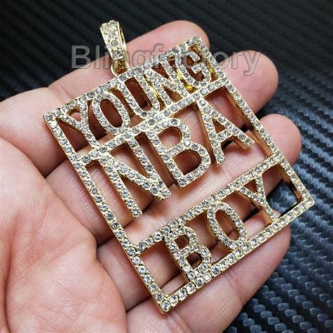 Hip Hop Iced 14k Gold Plated Bling Lab Diamond Large Young Nba Boy