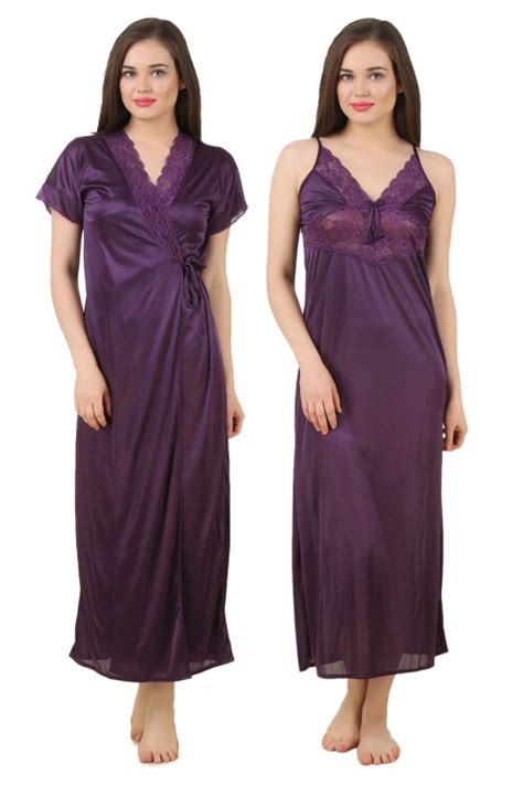 Fasense Women Satin Nightwear Sleepwear Robe And Nighty Set Gt005 Jiomart