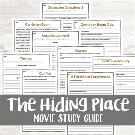 The Hiding Place Movie Study Grades 5 9 Learn In Color