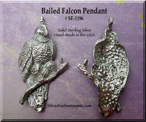 sterling silver falcon pendant bailed lg