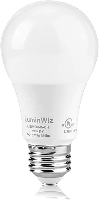 A19 Led Bulb Luminwiz 9w 4000k 700lm Ul Listed Led Light Bulbs 60w
