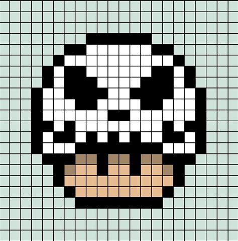 A Pixel Art Template Of A Mario Mushroom Themed As Jack Skeleton From