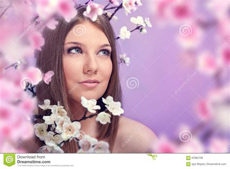 Beauty Spring Woman Stock Photo Image Of Blooming Creative 87882706
