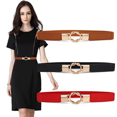2018 Elastic Pu Leather Waist Belts For Women Waistband Dress Belt Thin