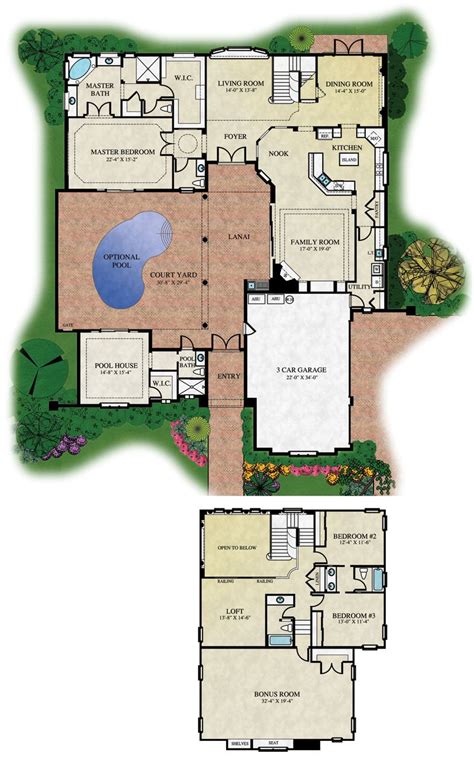 Style homes courtyards seen here example socal house plans 27526. courtyard floorplans | floor plans and renderings © ABD ...
