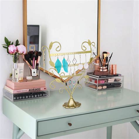 Jewelry Display Heart Shaped Leaf Metal Stand Earring Necklace Holder