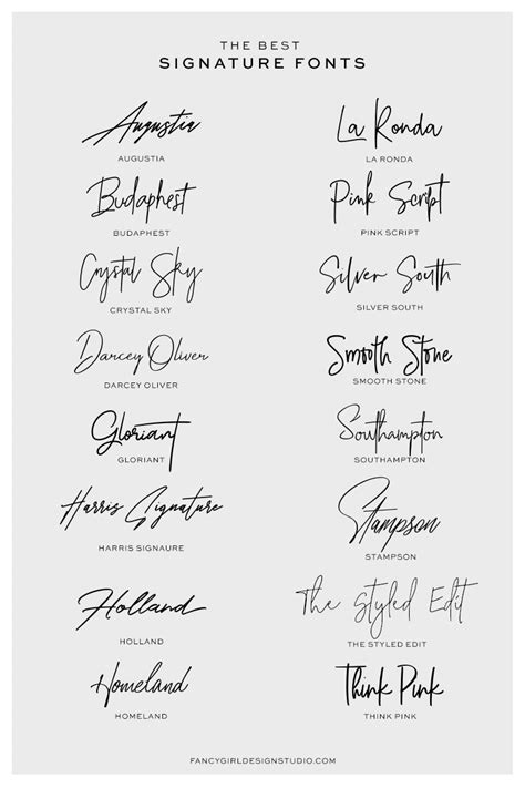 The best fonts and font size to use when you're sending professional email messages, with tips for choosing a font, and spacing and signing your emial. The Best Signature Fonts | Fancy Girl Designs