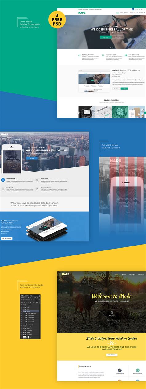 High Quality 50 Free Corporate And Business Web Templates Psd