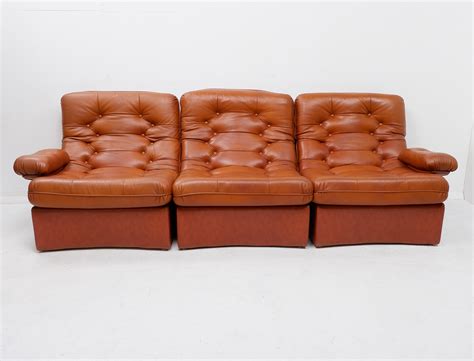 Vintage Brown Leather Sofa 1970s 245481