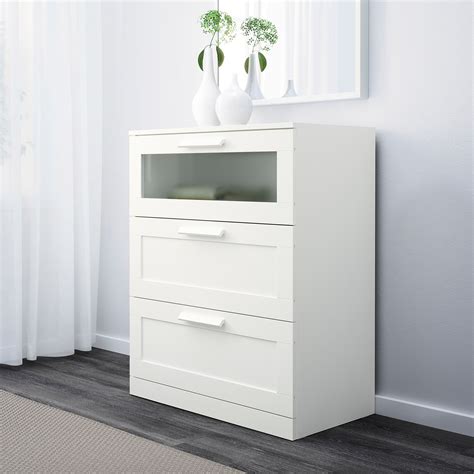 Free shipping on qualified orders. BRIMNES Chest of 3 drawers, white/frosted glass, 78x95 cm ...