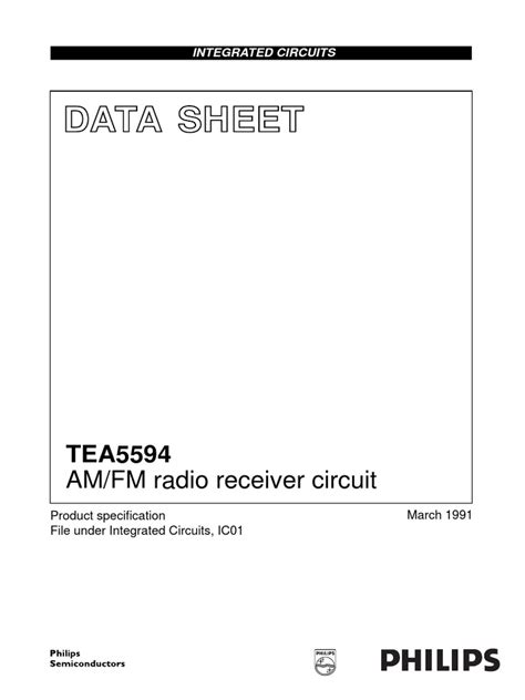 Data Sheet Amfm Radio Receiver Circuit Pdf Frequency Modulation