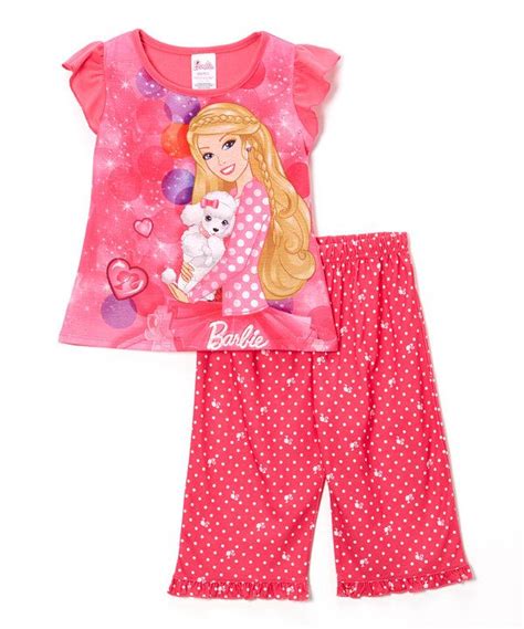 Look At This Pink Polka Dot Barbie Pajama Set Girls On Zulily Today Cute Girl Outfits