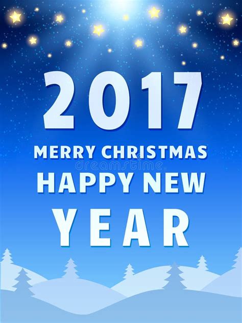 Happy 2017 New Year Design Template With Shining Sky Moon And C Stock