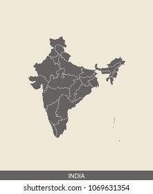 India Map Outline Vector Illustration Gray Stock Vector Royalty Free