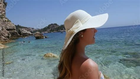 Stock Video Of Woman Relax On The Beach Taormina Sicily At Adobe