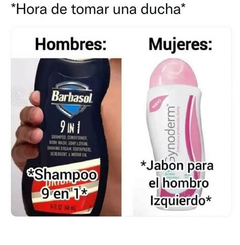 Hora De Tomar Una Ducha Hombres Shampoo En Mujeres Jab N Para El Hombro Izquierdo