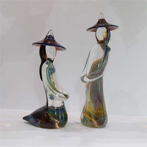 Chinese Couple Sculpture Murano Glass Made In Italy Masterpieces Murano Glass Made In