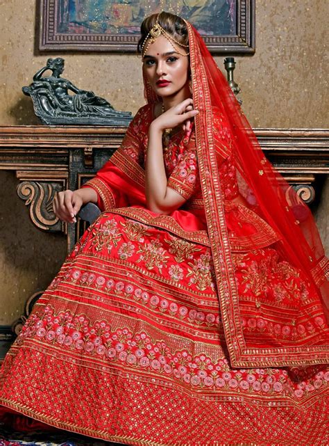 Buy Red Color Silk Indian Wedding Lehenga In Uk Usa And Canada
