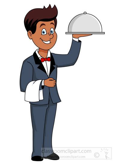 Food Clipart Waiter Carries Food Covered Tray Clipart Classroom Clipart