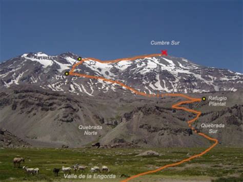 El río el volcán es un curso natural de agua que se forma de los deshielos del volcán san josé, en chile. Volcán San José - Normal - Andeshandbook