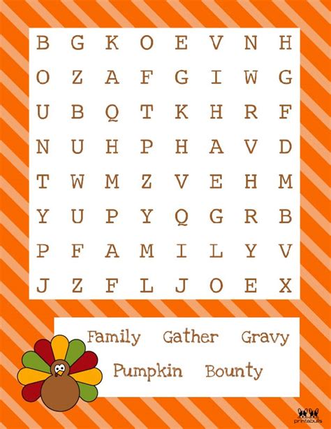 Thanksgiving Word Searches Printabulls