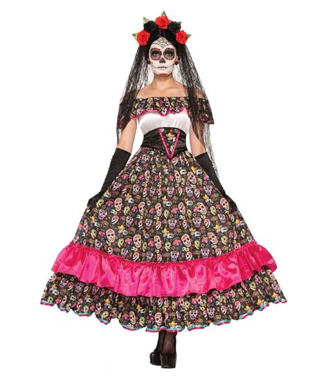 Celebrate Death Dia De Los Muertos Womens Dress Scary Costumes