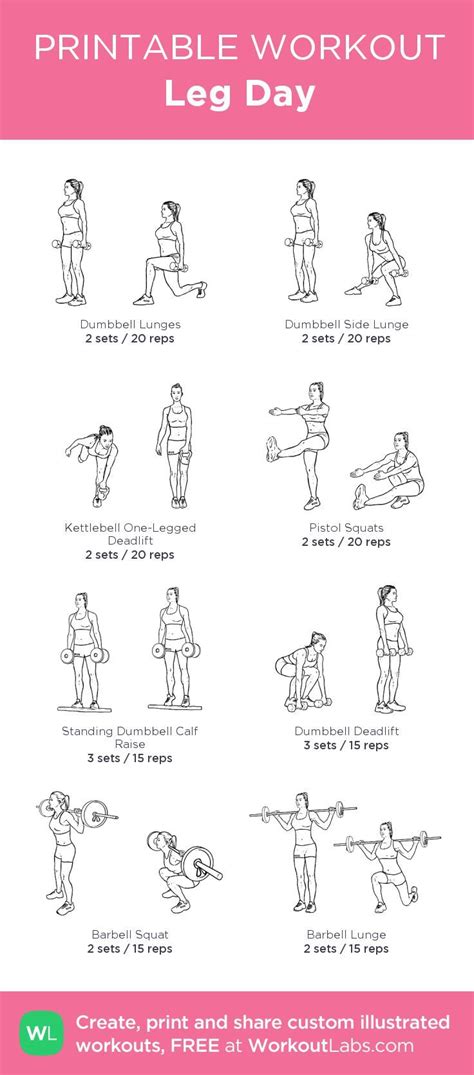 Leg Daymy Custom Printable Workout By Workoutlabs Pair With Chest And