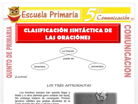 Clasificación Sintáctica De Las Oraciones Para Quinto De Primaria