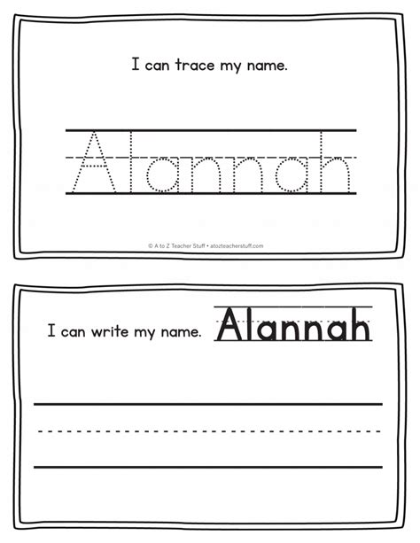 Alannah Name Printables For Handwriting Practice A To Z Teacher