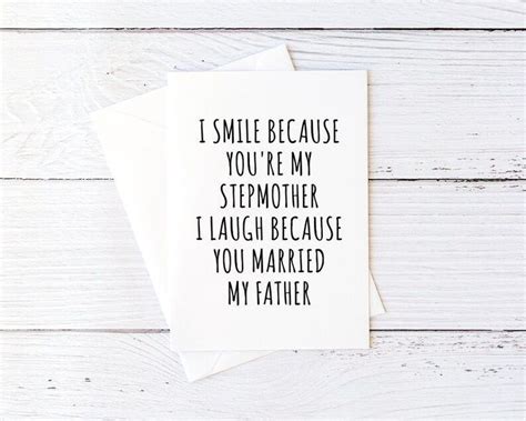 Stepmom Card For Stepmom Mothers Day Card I Smile Because Etsy