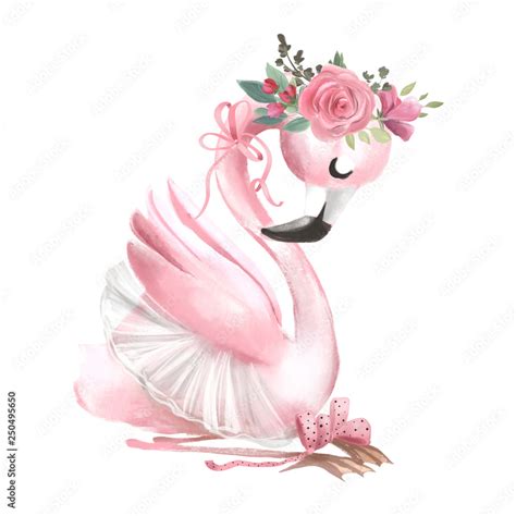 Cute Ballerina Ballet Girl Baby Flamingo With Flowers Floral Wreath
