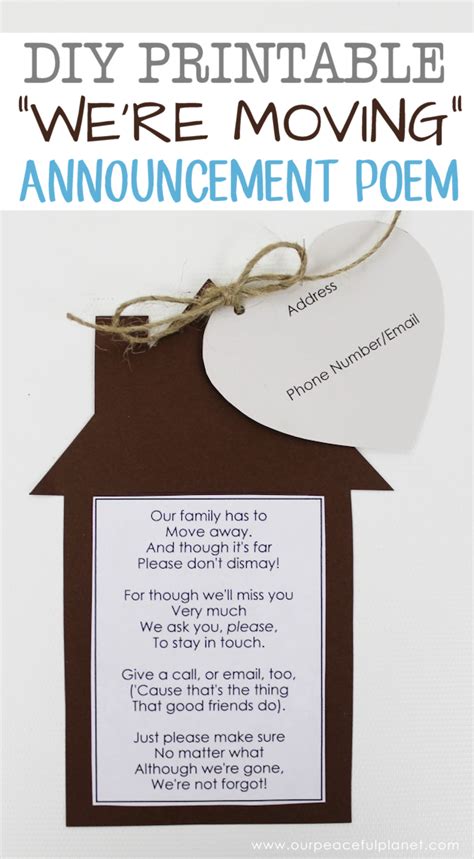 Printable Moving Announcements With Free Poem