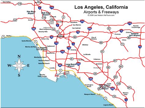 Los Angeles Ca Area Freeway And Airport Map Wings Pinterest Los