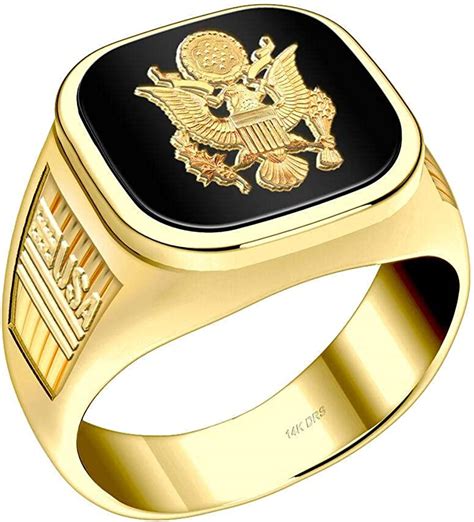 Us Jewels Customizable Mens 14k Yellow Gold Us Army Military Solid