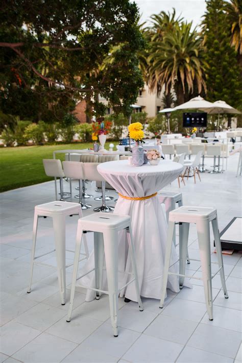 White Cocktail Furniture At An Outdoor Event For Pre Drinks White Cocktail Tables Cocktail