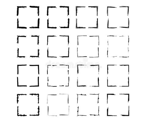 Set Of Black Square Vector Grunge Frames Stock Vector Illustration Of