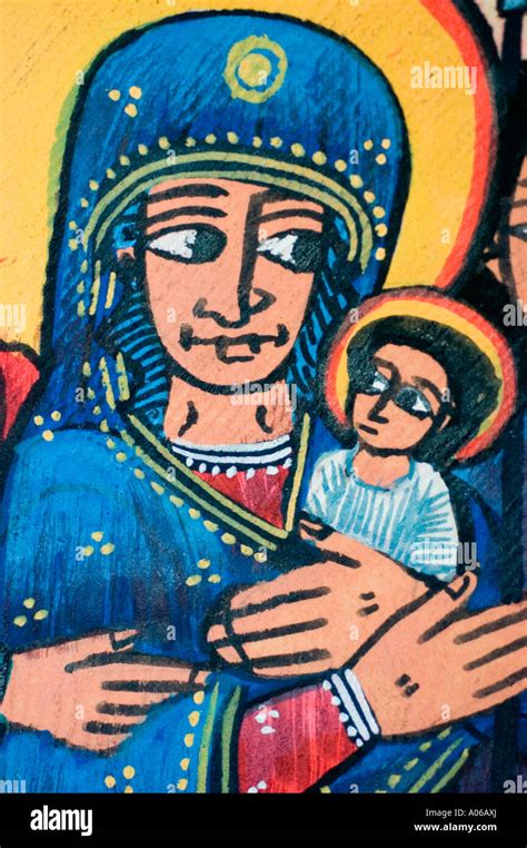 Virgin Mary With Jesus Christ Ethiopian Coptic Orthodox Church Painting