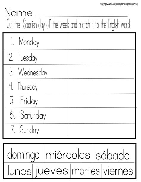 Free Printable Spanish Worksheets