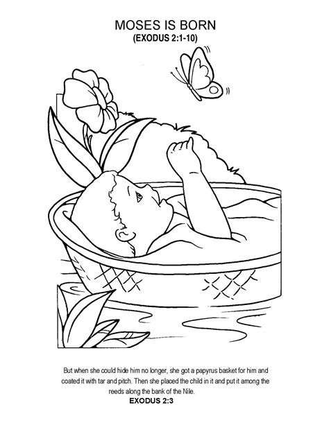 Baby Moses Is Born Coloring Sheet Baby Moses Sunday School Coloring