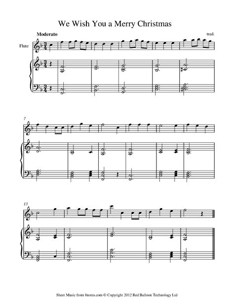 We Wish You A Merry Christmas Sheet Music For Flute