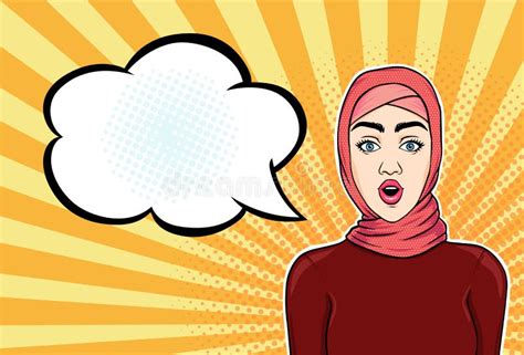 Muslim Woman Shocked Face With Open Mouth And Starry Eyes In Hijab With