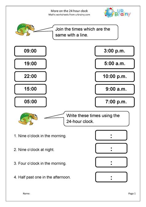 24 Hour Clock Conversion Worksheets Converting From 12 Hour To 24