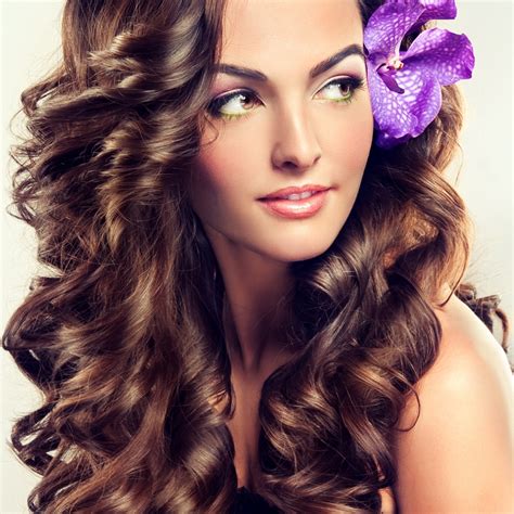 Beautiful Girl With Long Curly Brown Hair Flower In Hair By Sonya