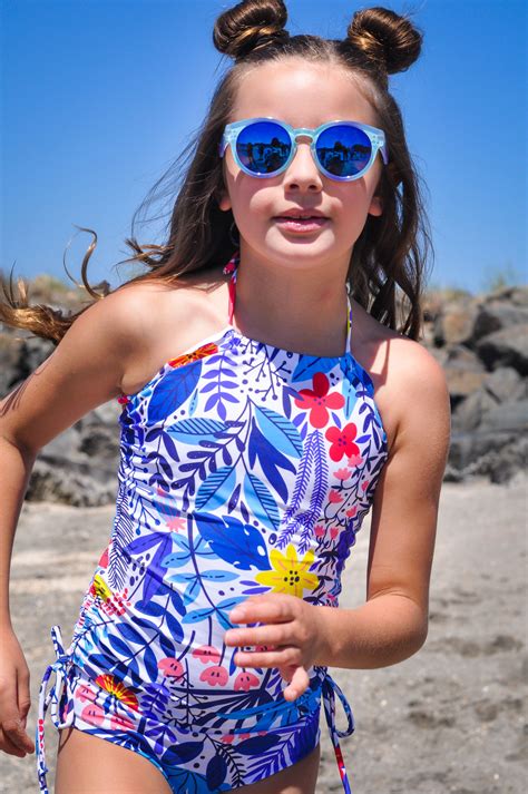 Scalloped Edge Tankini Childrens Swimwear Girls Bathing Suits Kids