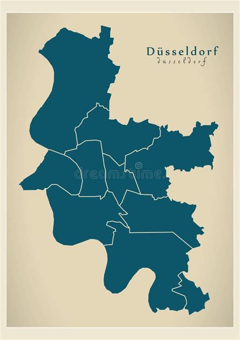 Modern City Map Dusseldorf City Of Germany With Boroughs De Stock