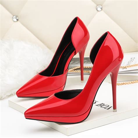Women Spring Autumn High Heels Shoes Woman Pumps Side Space Pointed Toe 12cm Thin Heels Lady